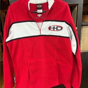 Harley-Davidson Red and White Quarter-Zip Sweatshirt